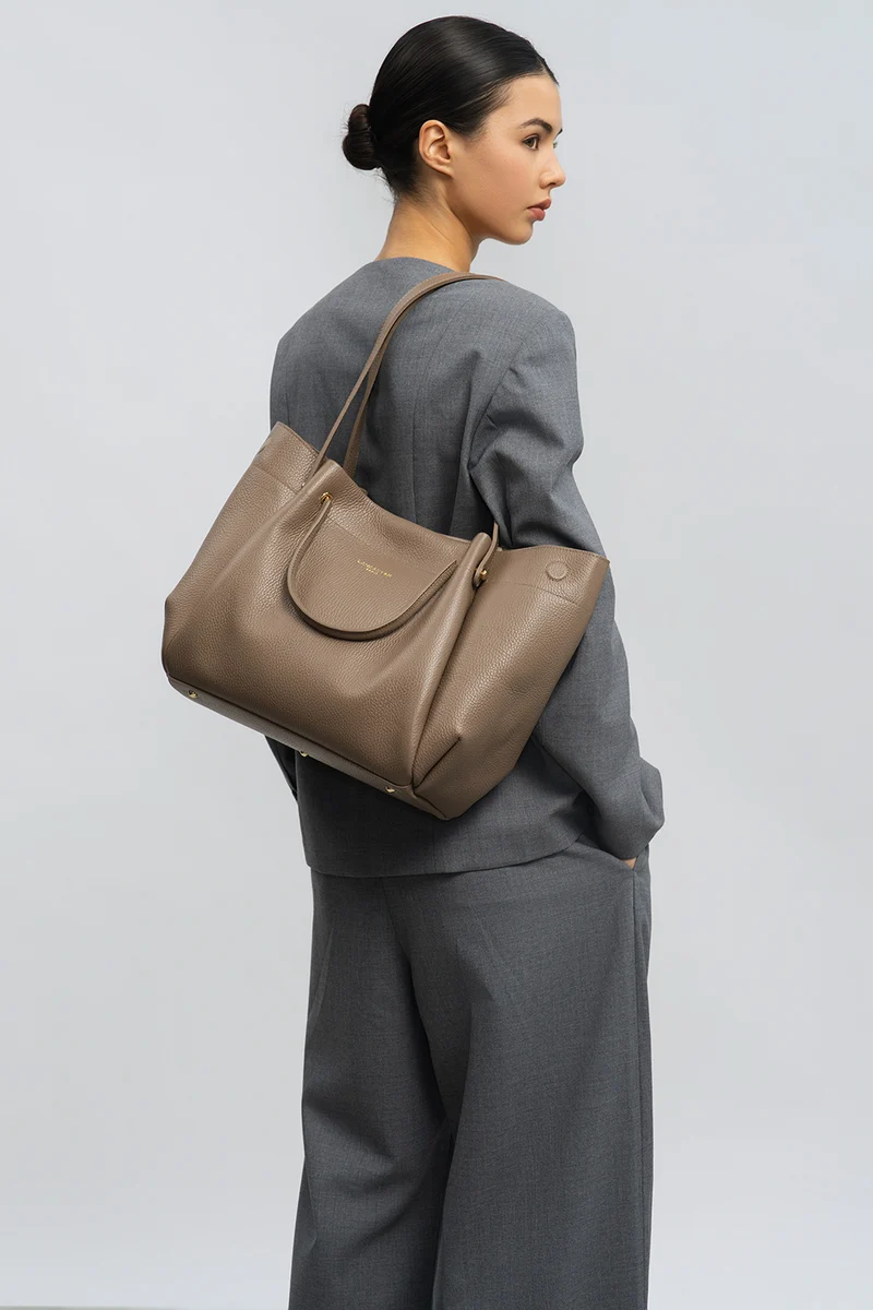 Très grand sac cabas épaule - Foulonné Double LOUISA