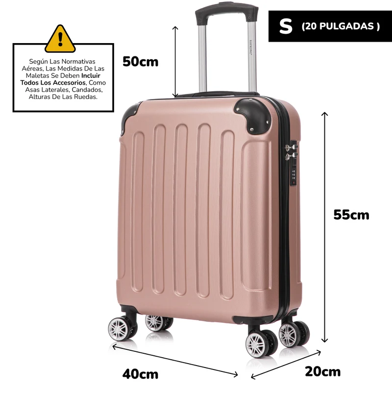 Raykong Maleta Cabina ABS 55x40x20cm (44L) Maxima aprovechamiento de espacio - 20 Pulgadas - RosaDoradaRaykong