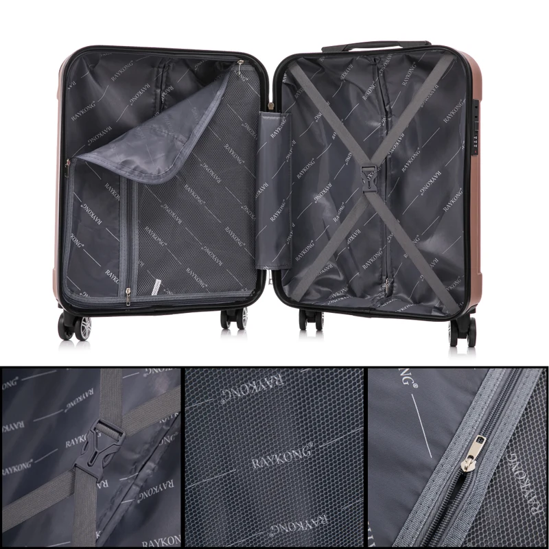 Raykong Maleta Cabina ABS 55x40x20cm (44L) Maxima aprovechamiento de espacio - 20 Pulgadas - RosaDoradaRaykong