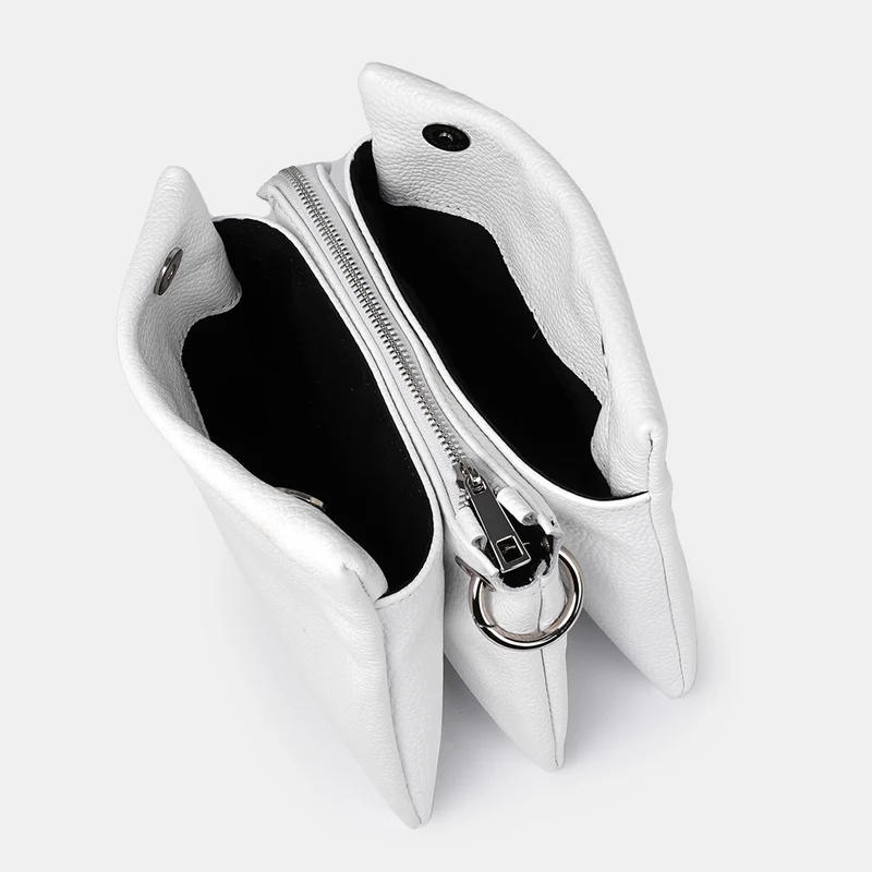 Bolso bandolera para mujer con tres compartimentos blanco Noelia