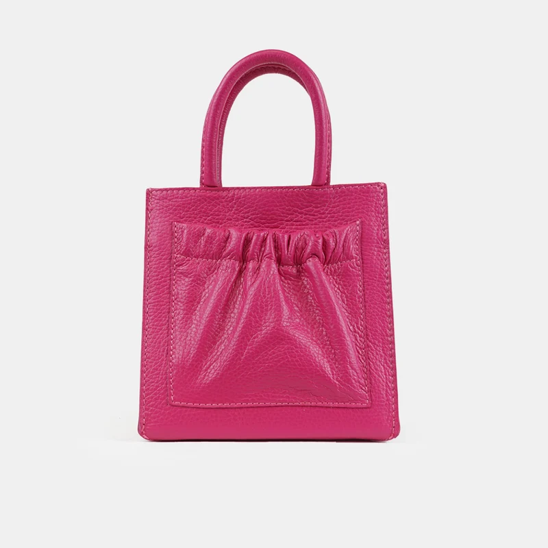 Bolso bandolera de piel pequeño mujer fucsia Carmen