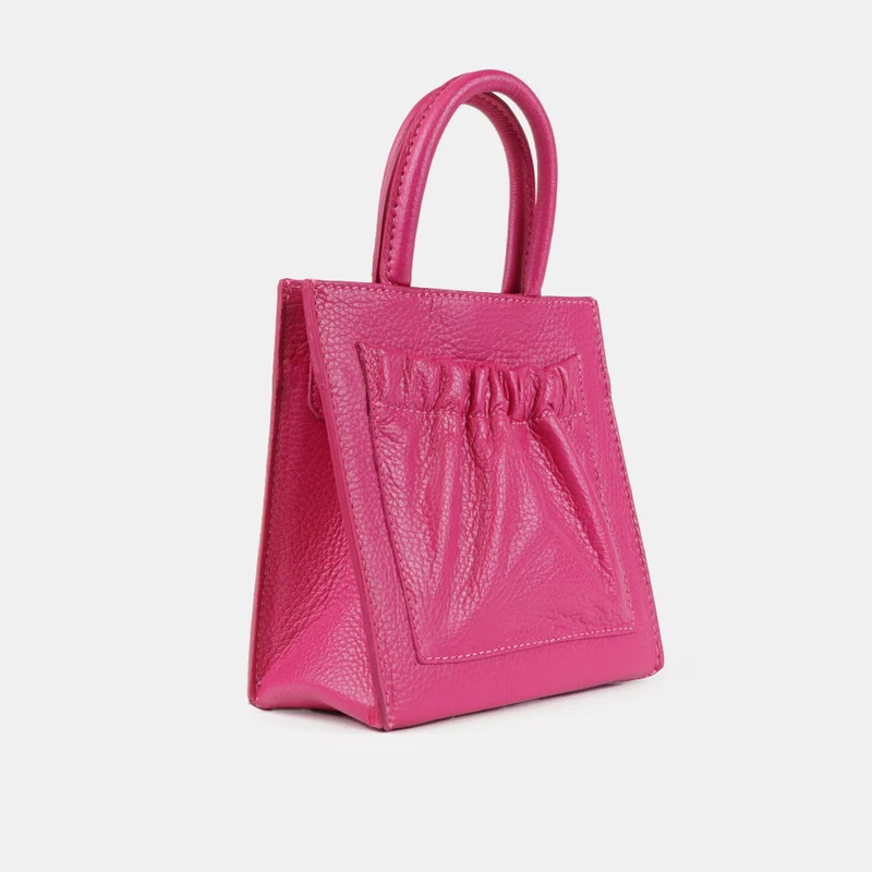 Bolso bandolera de piel pequeño mujer fucsia Carmen