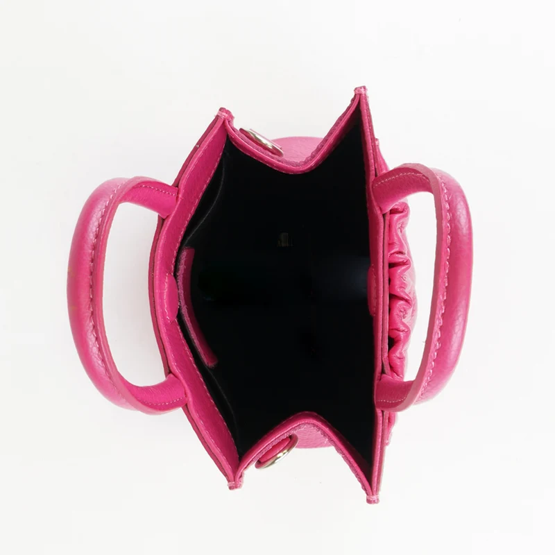 Bolso bandolera de piel pequeño mujer fucsia Carmen