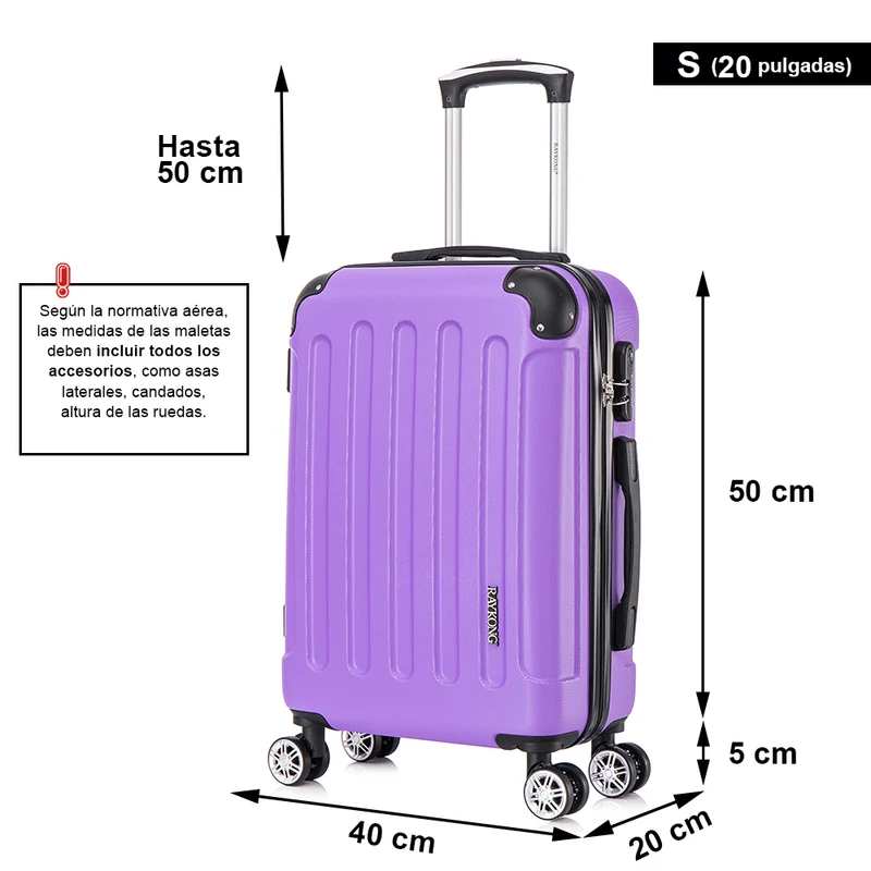 Maleta Cabina ABS 55x40x20cm 44L - 20 Pulgadas Morado - Marina