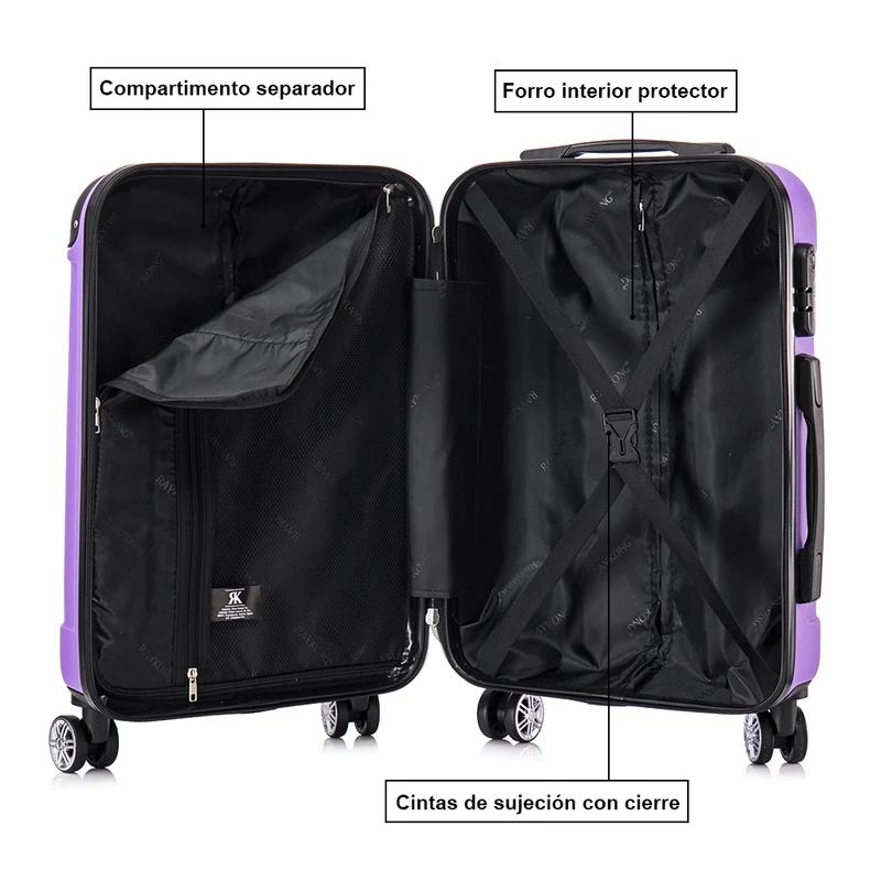 Maleta Cabina ABS 55x40x20cm 44L - 20 Pulgadas Morado - Marina