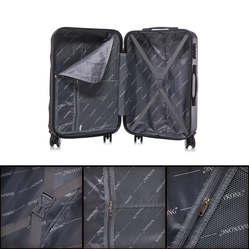 Raykong Conjunto de maletas de viaje de 4 piezas Neceser(29cm)/55cm/68cm/78cm ABS Waves - Negro