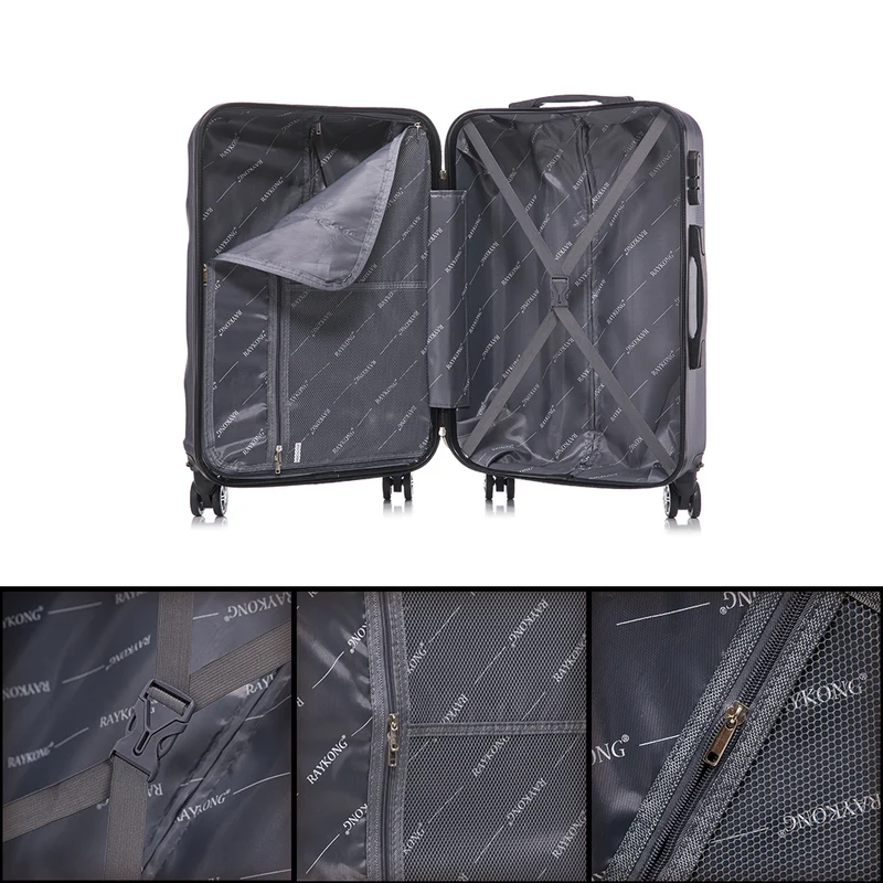 Raykong Conjunto de maletas de viaje de 4 piezas Neceser(29cm)/55cm/68cm/78cm ABS Waves - AzulMarino