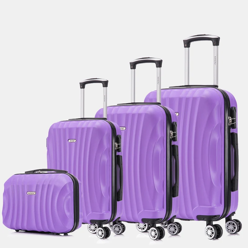 Raykong Conjunto de maletas de viaje de 4 piezas Neceser(29cm)/55cm/68cm/78cm ABS Waves - Morada