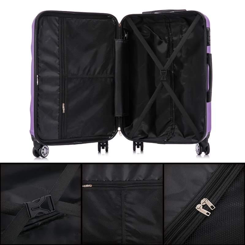 Raykong Conjunto de maletas de viaje de 4 piezas Neceser(29cm)/55cm/68cm/78cm ABS Waves - Morada