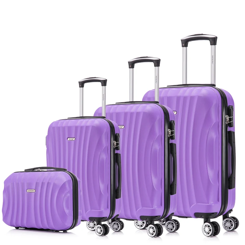 Raykong Conjunto de maletas de viaje de 4 piezas Neceser(29cm)/55cm/68cm/78cm ABS Waves - Morada