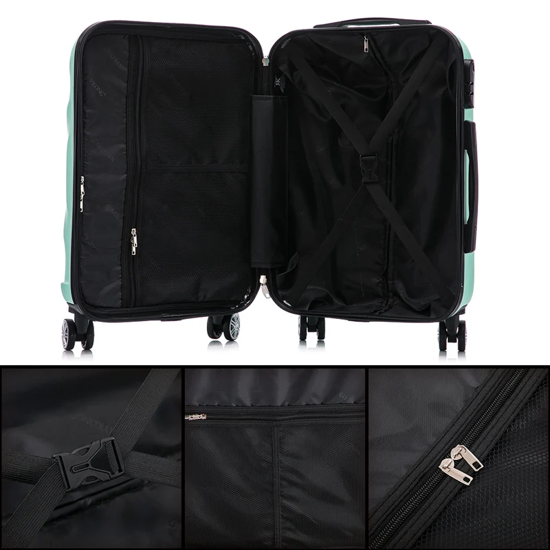 Raykong Conjunto de maletas de viaje de 4 piezas Neceser(29cm)/55cm/68cm/78cm ABS Waves - Menta