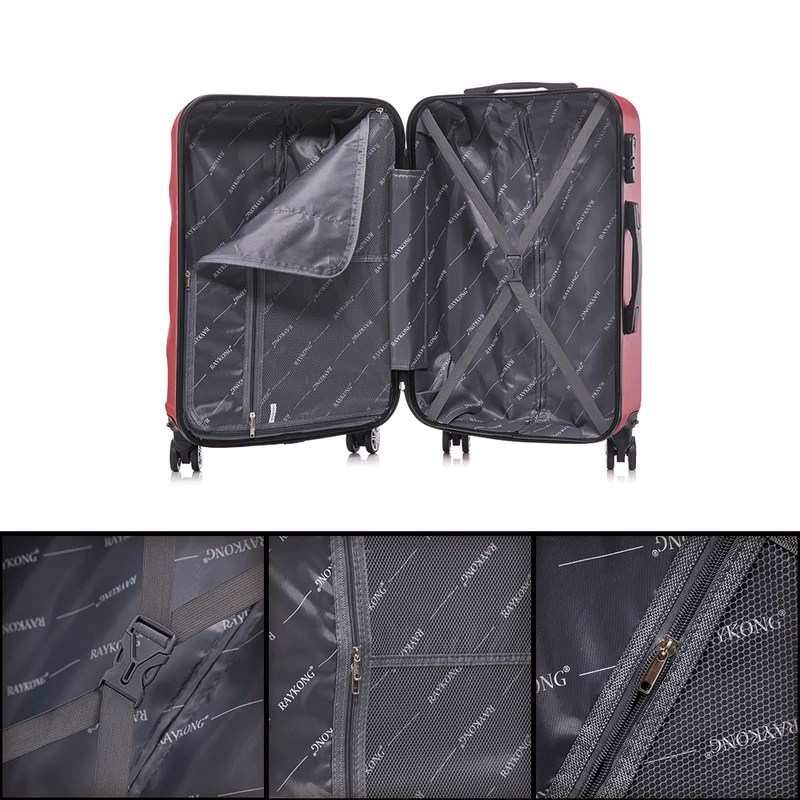 Raykong Conjunto de maletas de viaje de 4 piezas Neceser(29cm)/55cm/68cm/78cm ABS Waves - Rojo