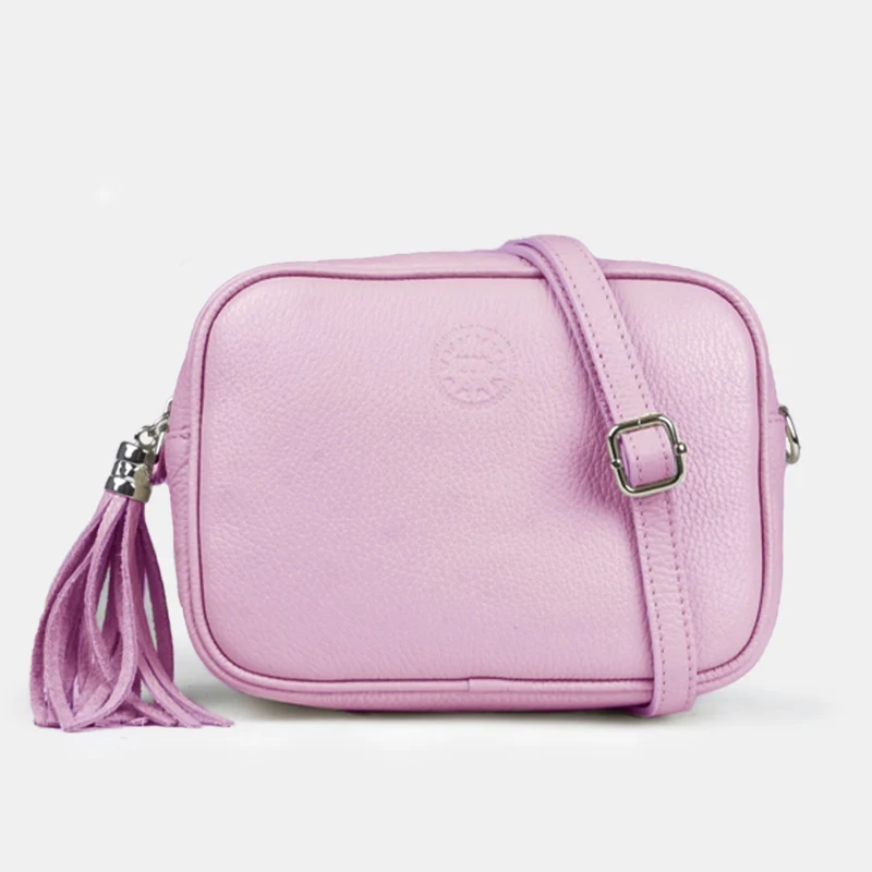 Bolso de bandolera piel con pompón Cristin Primavera Lila