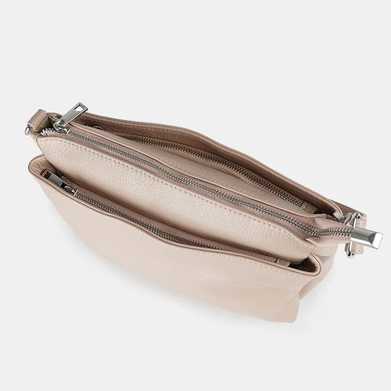 Bolso bandolera de piel para mujer con asa corta rosa claro Martina