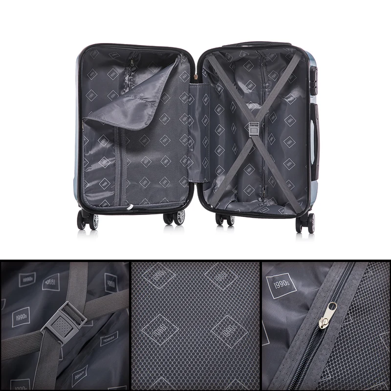 1990s Juego de Maletas Policarbonato Rígida 3 Piezas|Maleta Cabina 55cm|Maleta Mediana 68cm|Neceser 29cm|Turquesa