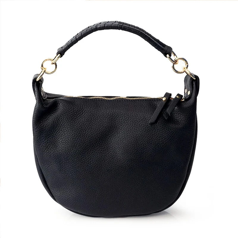 Bolso bandolera de piel para mujer con asa corta azul marino Noa