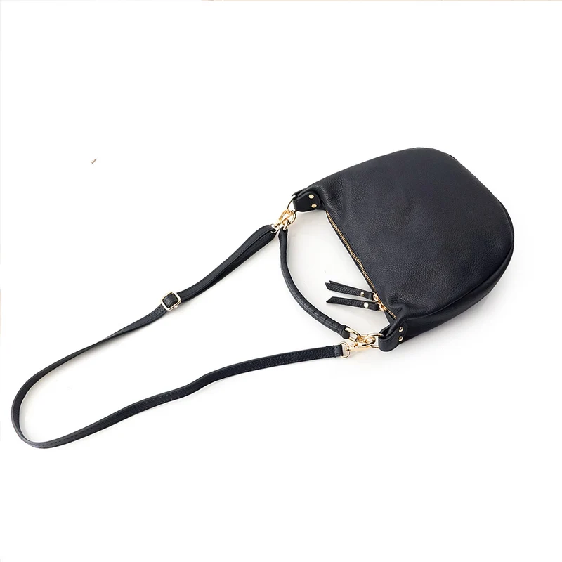 Bolso bandolera de piel para mujer con asa corta azul marino Noa