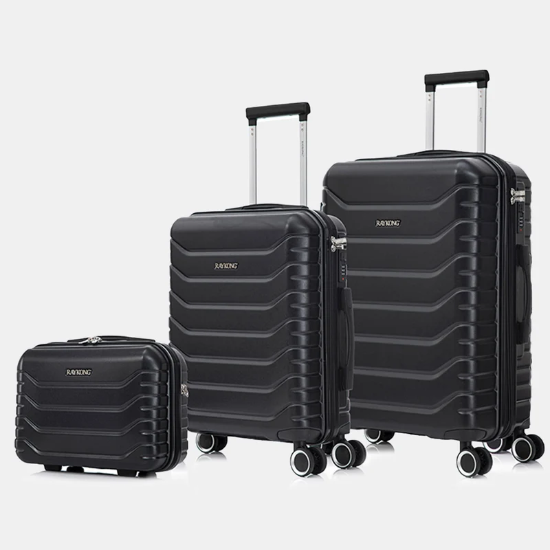 Conjunto de 3 Maletas|Neceser 29x35x16.50cm|Maleta Cabina ABS+PC 55x40x20cm|Mediana Expandible 20kg-23kg - 66x45x27.50-30cm | Negro