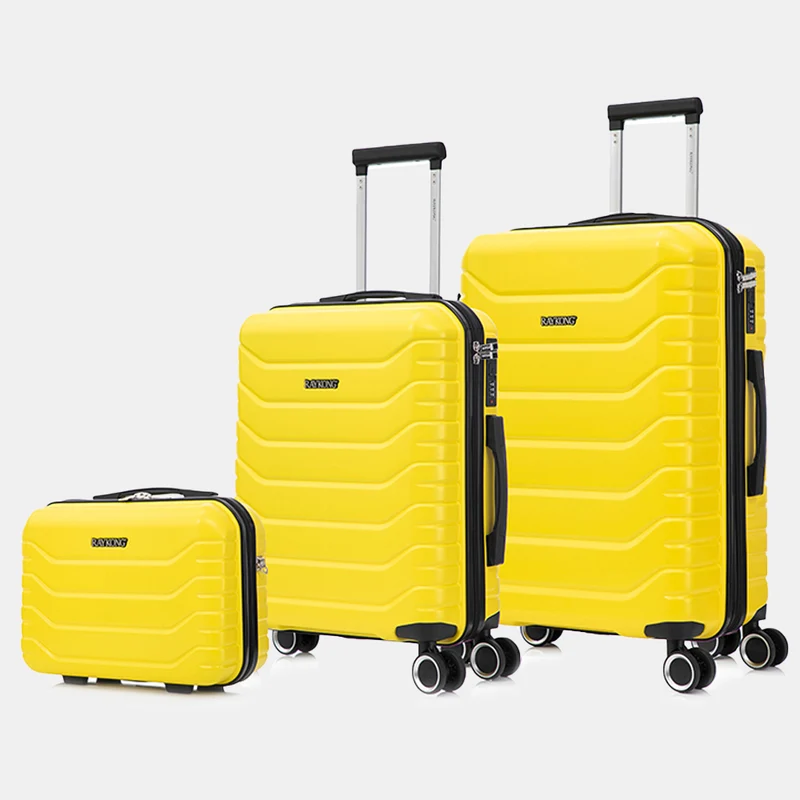 Conjunto de 3 Maletas|Neceser 29x35x16.50cm|Maleta Cabina ABS+PC 55x40x20cm|Mediana Expandible 20kg-23kg - 66x45x27.50-30cm | Amarillo