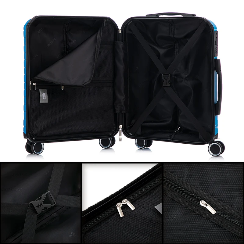 Conjunto de 4 Maletas ABS+PC|Neceser 29cm|Cabina 55x40x20cm|Mediana Expandible 20kg-23kg - 66x45x27.50-30cm|Grande Expandible 23kg-25kg - 75x49x31-33.50cm | Turquesa
