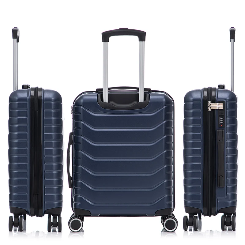 Conjunto de 4 Maletas ABS+PC|Neceser 29cm|Cabina 55x40x20cm|Mediana Expandible 20kg-23kg - 66x45x27.50-30cm|Grande Expandible 23kg-25kg - 75x49x31-33.50cm | AzulMarino