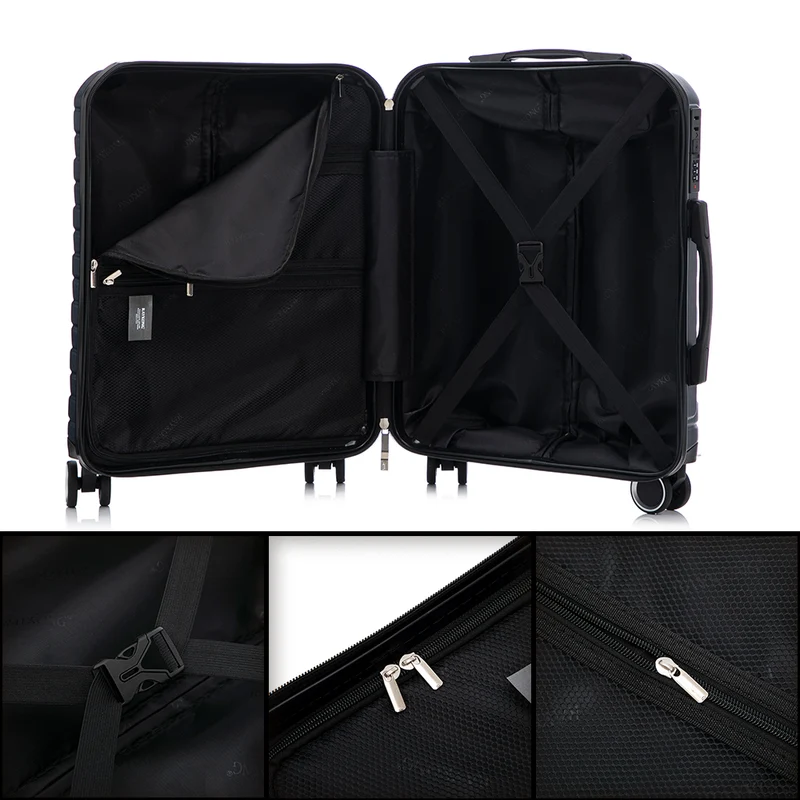 Conjunto de 4 Maletas ABS+PC|Neceser 29cm|Cabina 55x40x20cm|Mediana Expandible 20kg-23kg - 66x45x27.50-30cm|Grande Expandible 23kg-25kg - 75x49x31-33.50cm | AzulMarino