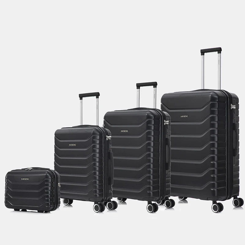 Conjunto de 4 Maletas ABS+PC|Neceser 29cm|Cabina 55x40x20cm|Mediana Expandible 20kg-23kg - 66x45x27.50-30cm|Grande Expandible 23kg-25kg - 75x49x31-33.50cm | Negro