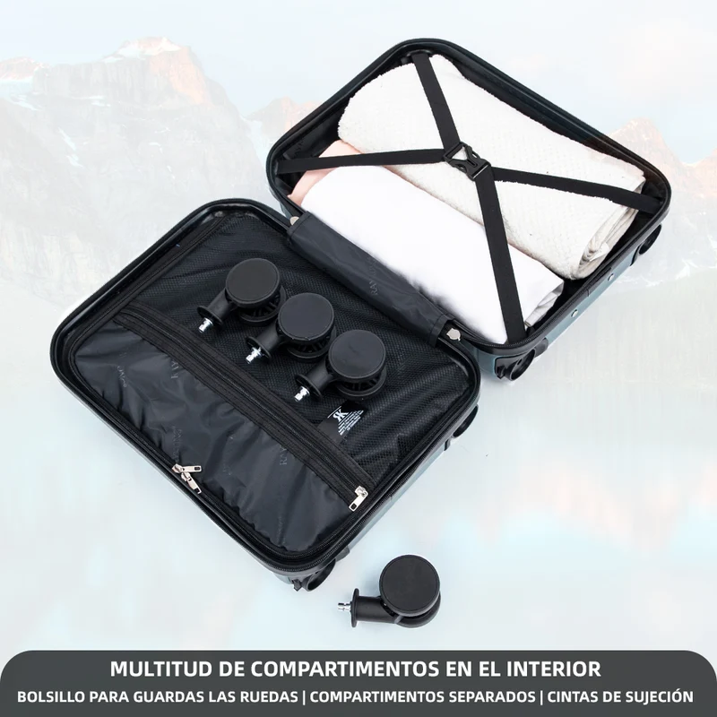 Maleta de Cabina ABS 40x30x20(24L)| Capacidad Máxima| Equipaje de Mano con Ruedas Desmontables para Ryanair | Vueling | EasyJet - Verde