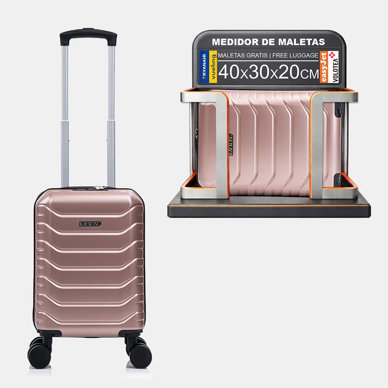 Maleta de Cabina ABS 40x30x20(24L)| Capacidad Máxima| Equipaje de Mano con Ruedas Desmontables para Ryanair | Vueling | EasyJet - Rosa Dorado