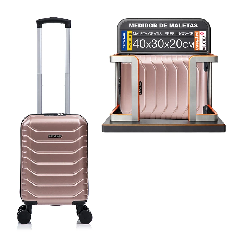 Maleta de Cabina ABS 40x30x20(24L)| Capacidad Máxima| Equipaje de Mano con Ruedas Desmontables para Ryanair | Vueling | EasyJet - Rosa Dorado