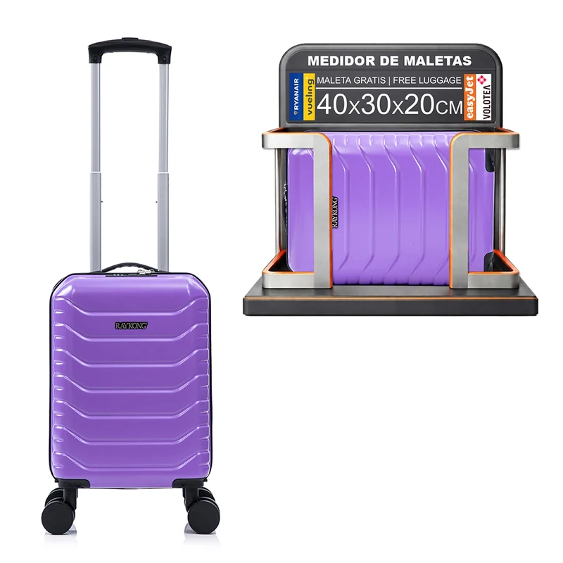 Maleta de Cabina ABS 40x30x20(24L)| Capacidad Máxima| Equipaje de Mano con Ruedas Desmontables para Ryanair | Vueling | EasyJet - Morado