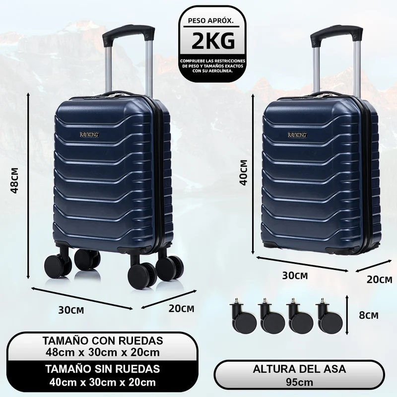 Maleta de Cabina ABS 40x30x20(24L)| Capacidad Máxima| Equipaje de Mano con Ruedas Desmontables para Ryanair | Vueling | EasyJet - Azul Marino