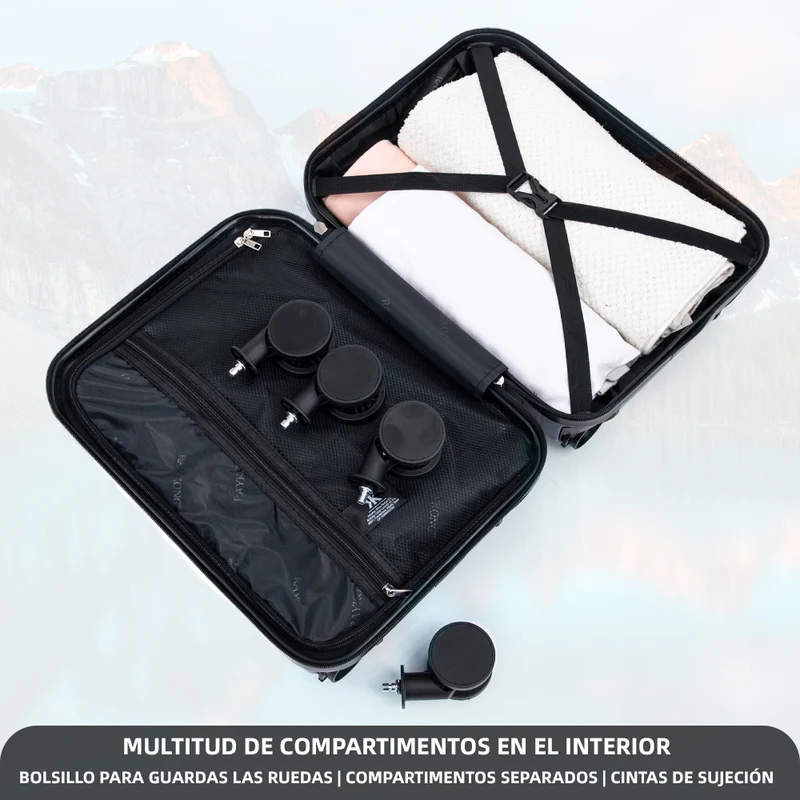 Maleta de Cabina ABS 40x30x20(24L)| Capacidad Máxima| Equipaje de Mano con Ruedas Desmontables para Ryanair | Vueling | EasyJet - Azul Marino