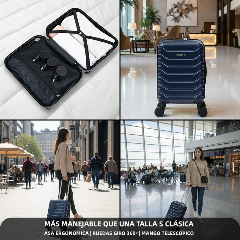 Maleta de Cabina ABS 40x30x20(24L)| Capacidad Máxima| Equipaje de Mano con Ruedas Desmontables para Ryanair | Vueling | EasyJet - Azul Marino