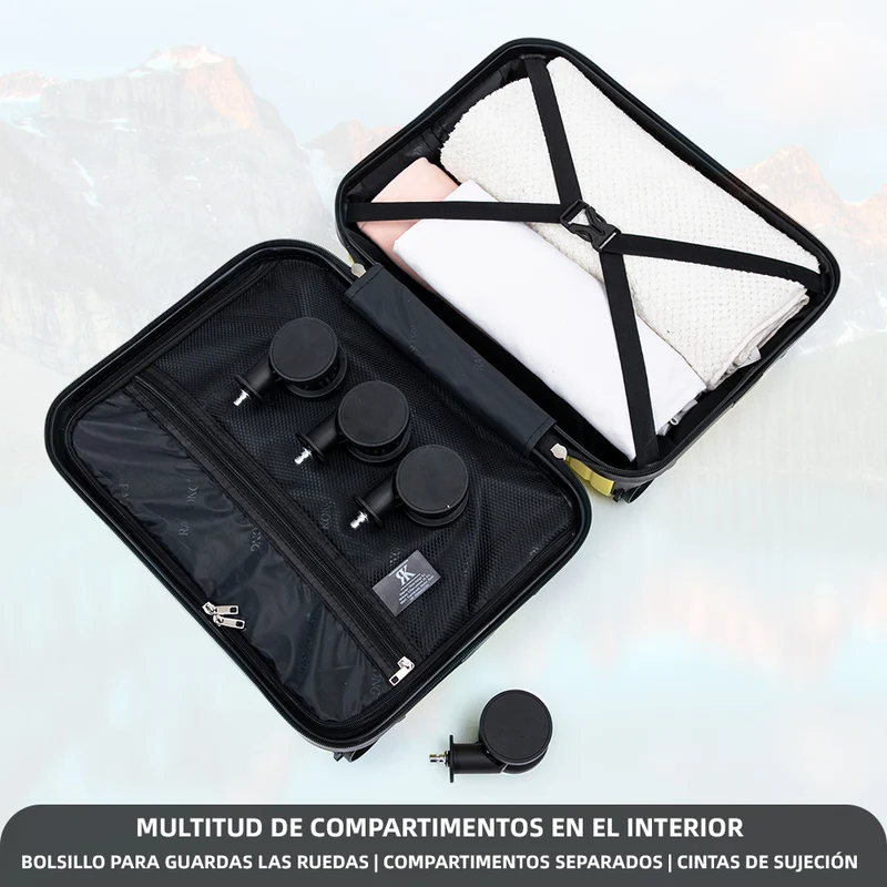 Maleta de Cabina ABS 40x30x20(24L)| Capacidad Máxima| Equipaje de Mano con Ruedas Desmontables para Ryanair | Vueling | EasyJet - Amarillo