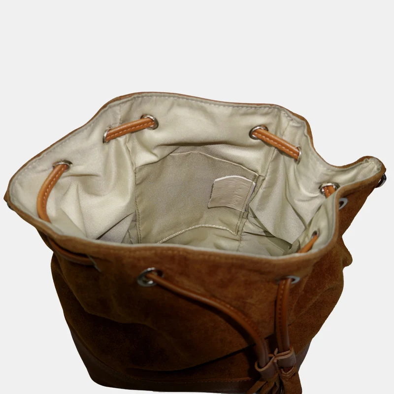 Bandolera mujer piel serraje - bolso saco Giulia (chocolate)
