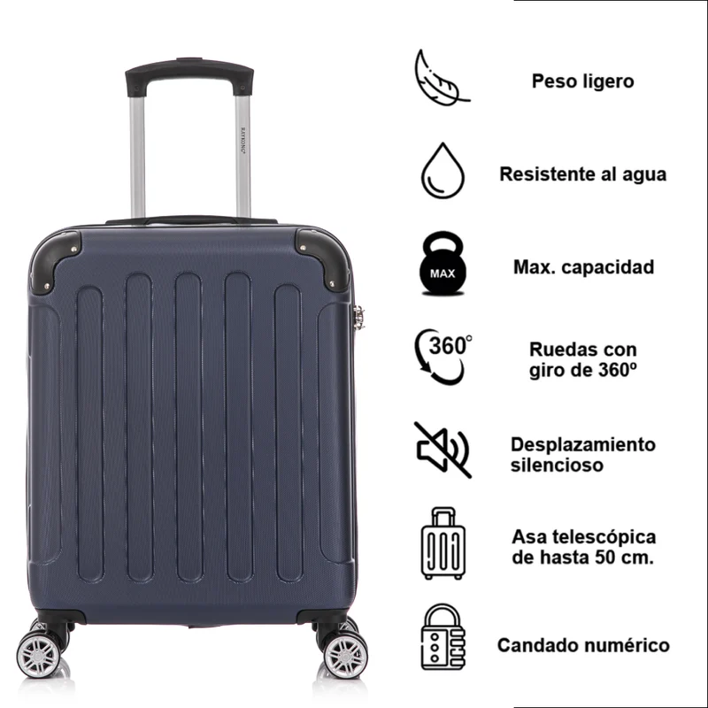 Raykong Maleta Cabina ABS 55x40x20cm (44L) Maxima aprovechamiento de espacio - 20 Pulgadas - AzulMarino