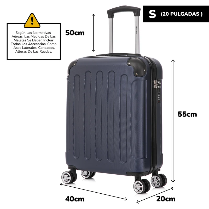 Raykong Maleta Cabina ABS 55x40x20cm (44L) Maxima aprovechamiento de espacio - 20 Pulgadas - AzulMarino