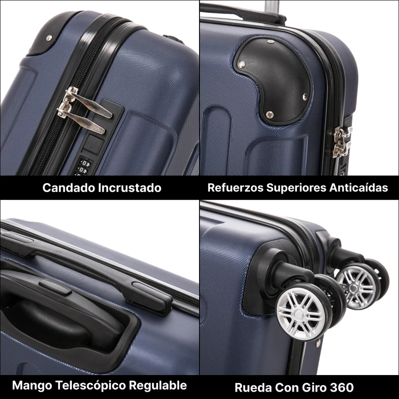 Raykong Maleta Cabina ABS 55x40x20cm (44L) Maxima aprovechamiento de espacio - 20 Pulgadas - AzulMarino