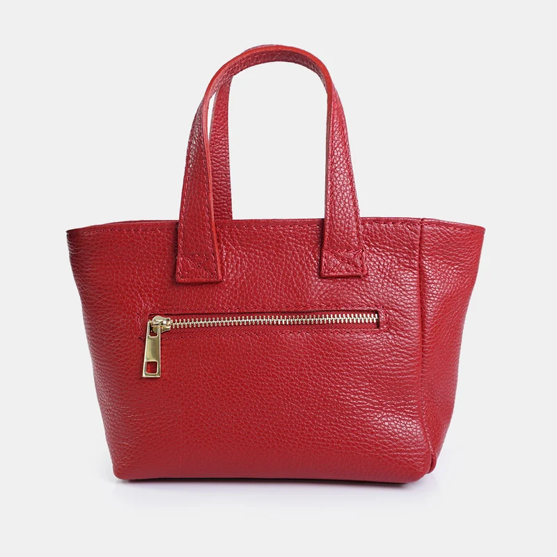 Bandolera para mujer de piel con asa de mano rojo Helia