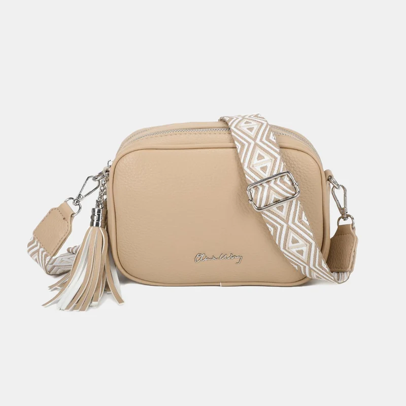 Bolso bandolera mujer pequeño de cuero PU dos compartimentos y dos bandoleras, bolso mensajero para cruzar polipiel regalo original para mujer - Khaki