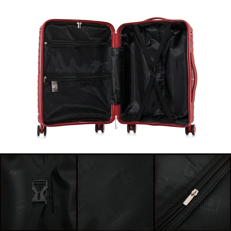 Maleta de cabina 55x39x21.5 cm (46L) Polipropileno - Candado Incrustado - 20 Pulgadas - Burdeos - Chocolate