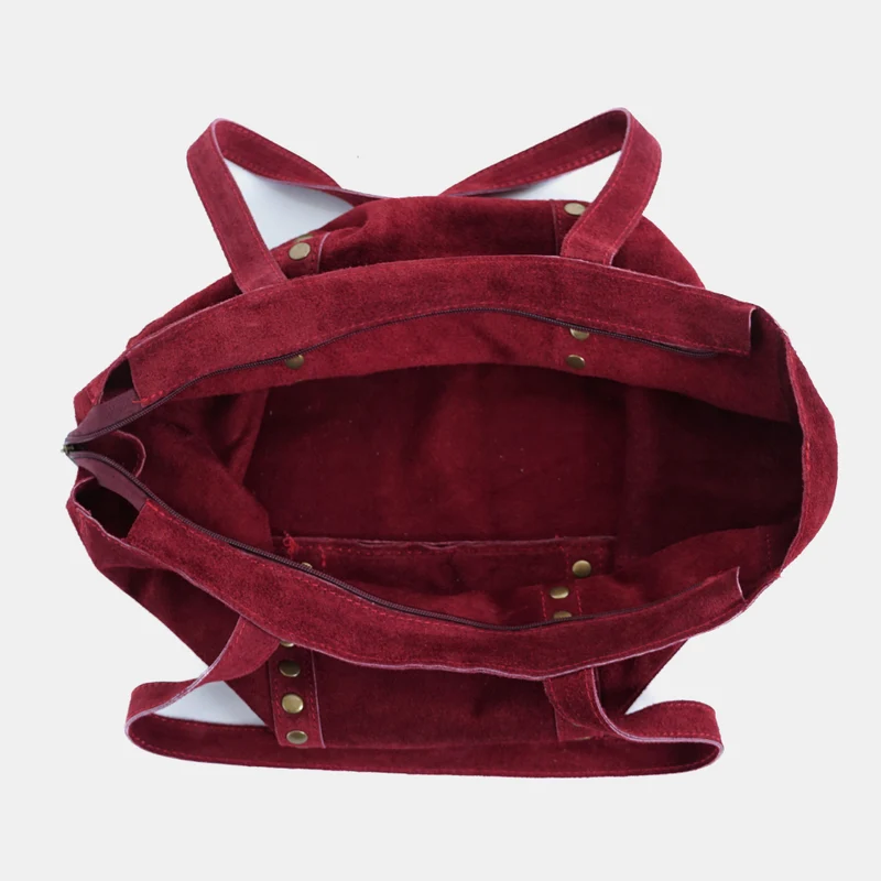 Bolso shopper para mujer de piel para personalizar con tachuelas rojo vino Alexandra