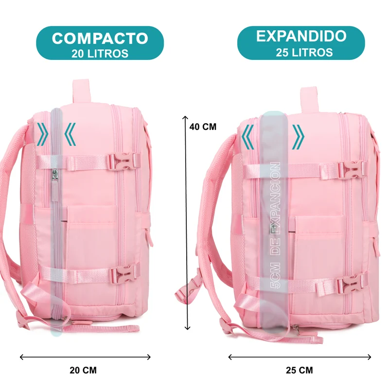 1990s Mochila de viaje cabina expandible para Ryanair 40x25x20-25cm,con bolsa de zapatillas,mochila casual