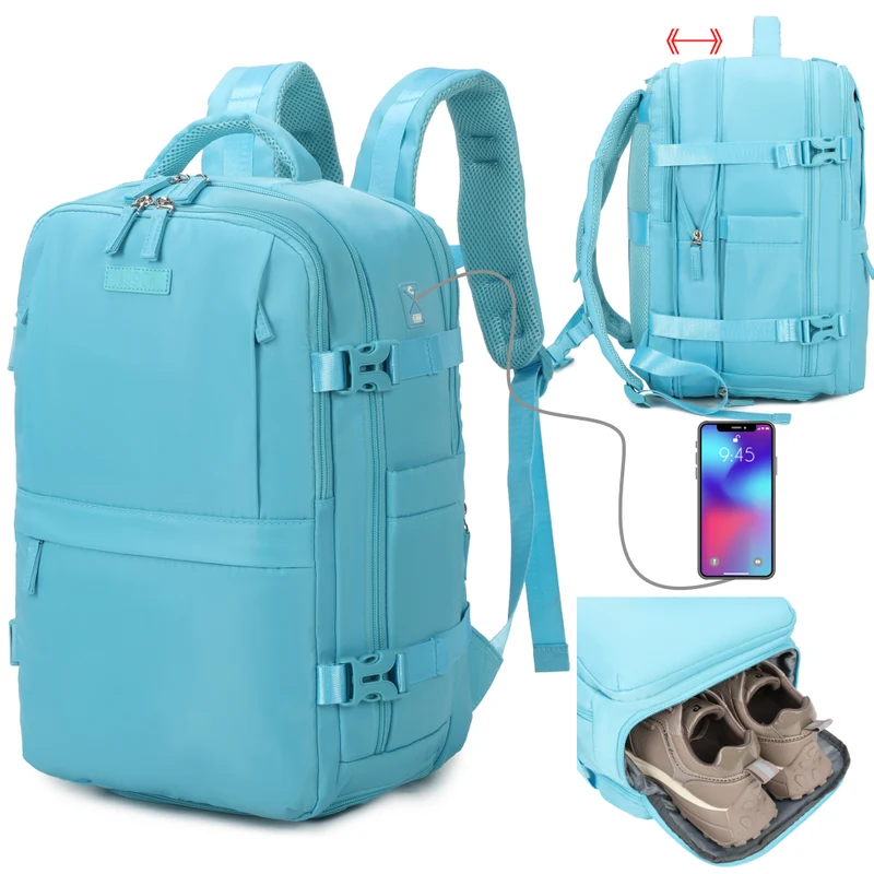 1990s Mochila de viaje cabina expandible para Ryanair 40x25x20-25cm,con bolsa de zapatillas,mochila casual