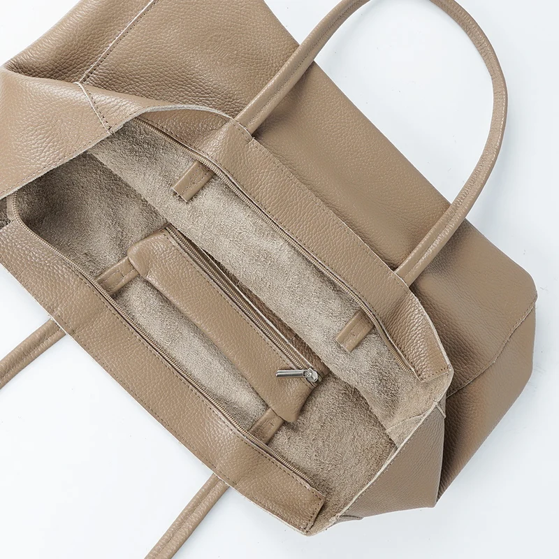 Bolso shopper para mujer de piel para personalizar khaki Luna