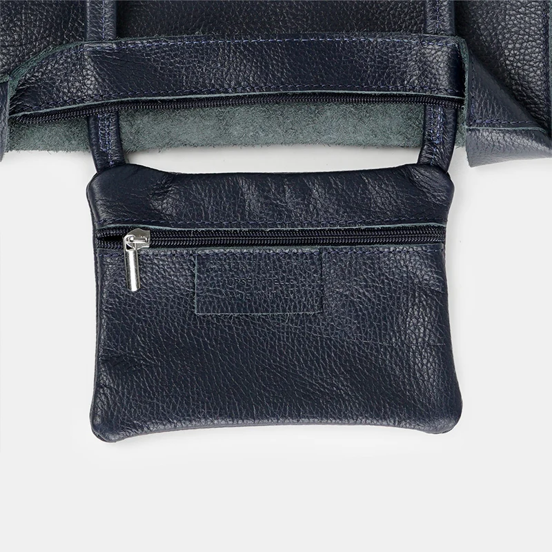 Bolso shopper para mujer de piel para personalizar azul marino Amy