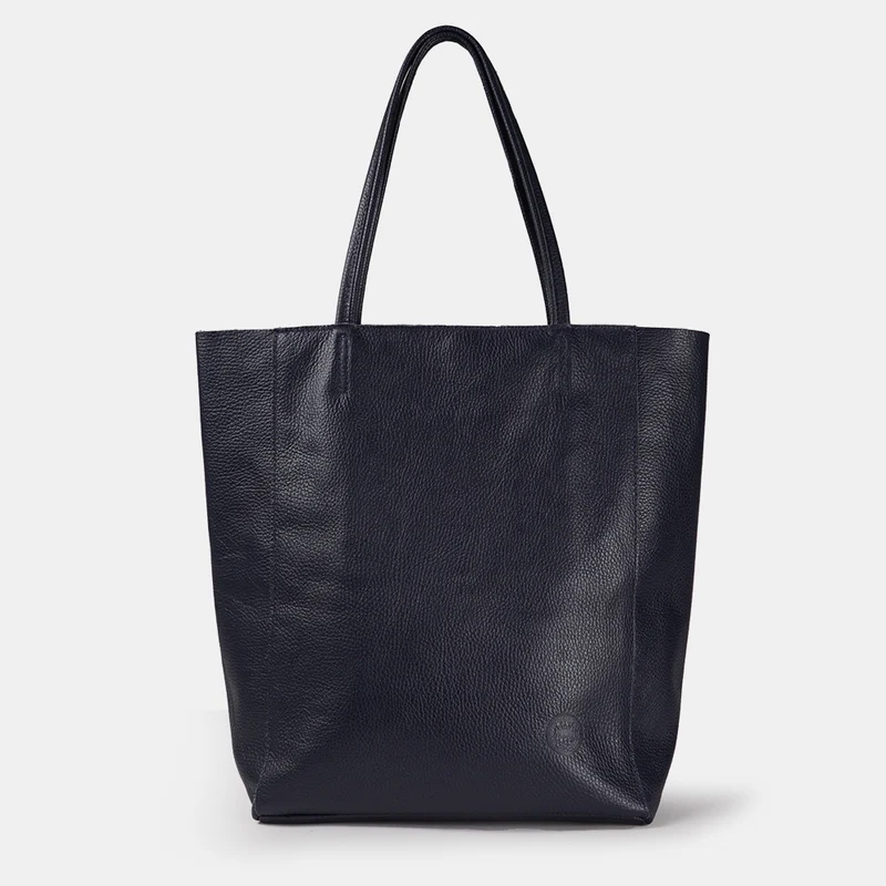 Bolso shopper para mujer de piel para personalizar azul marino Amy
