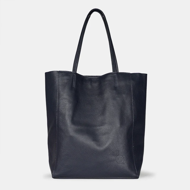 Bolso shopper para mujer de piel para personalizar azul marino Amy