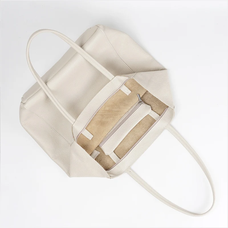 Bolso shopper para mujer de piel para personalizar beige Amy